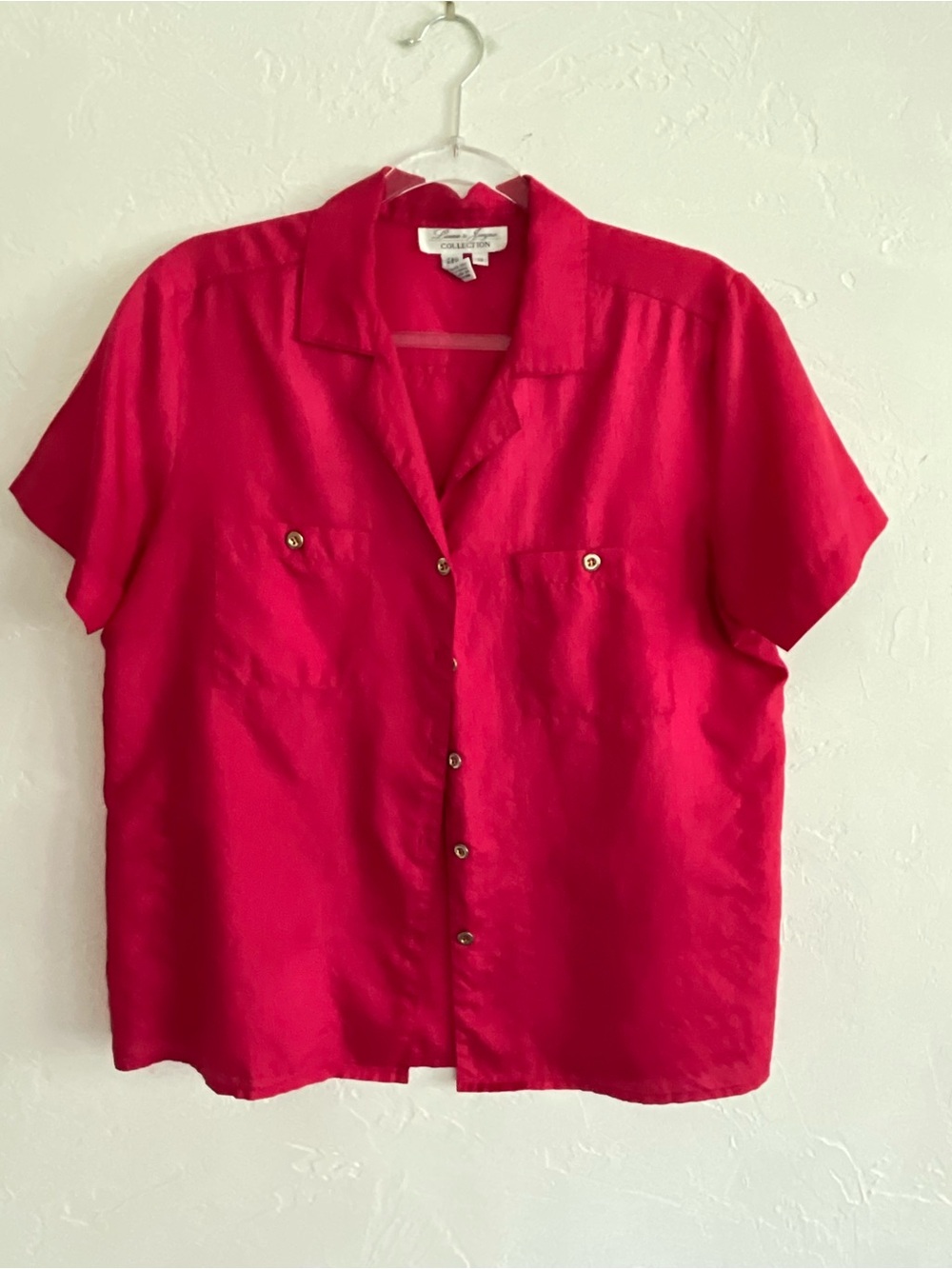 Laura & Jayne Collection Magenta Short Sleeve Button-Down Shirt Size 12